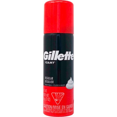 Gillette Foamy Shave Cream, 2 oz Trial Size Can, 6 Cans/Bag, 24 Bags/Carton