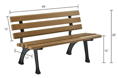 Global Industrial 4' Park Bench w/ Backrest, Tan (240125TN)