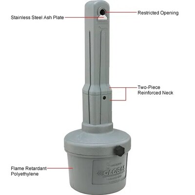 Global Industrial Outdoor Ashtray, 1-1/2 Gallon, Gray (261391GY)