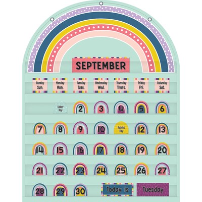 Teacher Created Resources Oh Happy Day Rainbow Calendar Pocket Chart Cards, 104 Per Pack, 3 Packs (T