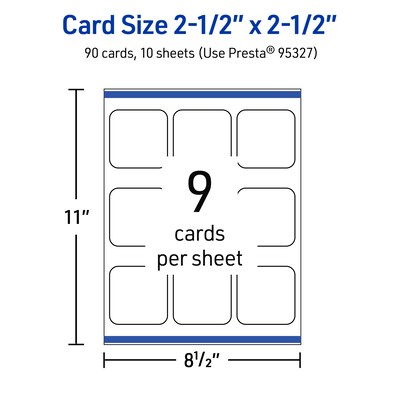 Avery Business Cards, 2-1/2" x 2-1/2", Glossy White, 90/Pack (95327)