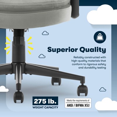 Serta Comfort Ergo Ergonomic Velvet Fabric Swivel Executive Chair, Gray (CCHR10016C)