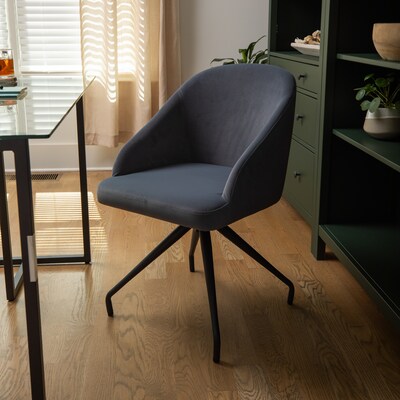 Martha Stewart Sora Velvet Swivel Task Chair, Gray/Oil Rubbed Bronze (CH222119GYBK)