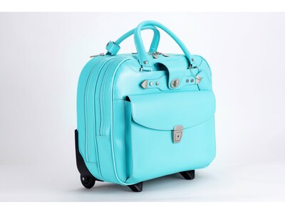 McKlein DENALI 15" Leather Laptop Bag, Aqua Blue (99708)