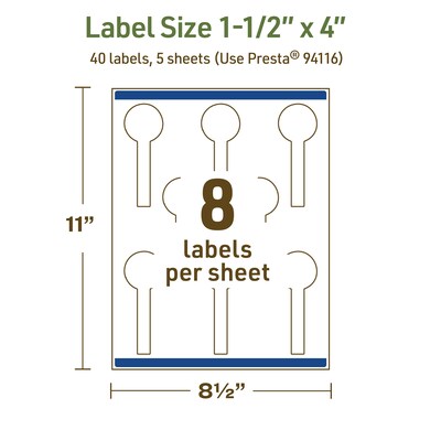Avery Dissolvable Decorative Edge Multipurpose Labels, 1.5" x 4", Off-white, 40/Pack (94116)