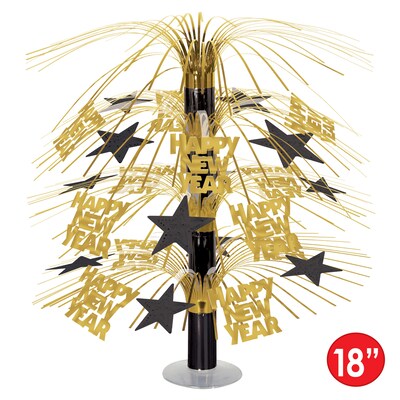 Beistle Cascade New Year's Centerpiece, Black/Gold, 2/Pack (80808-BKGD)