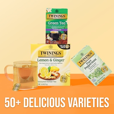 Twinings Caffeine Free Lemon & Ginger Herbal Tea Bags, 50/Box (TNA53653)