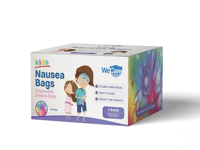 WeCare Tie-Dye Kids Disposable Emesis Bag for Nausea and Motion Sickness, Multicolor (WC-EMES-T-5)