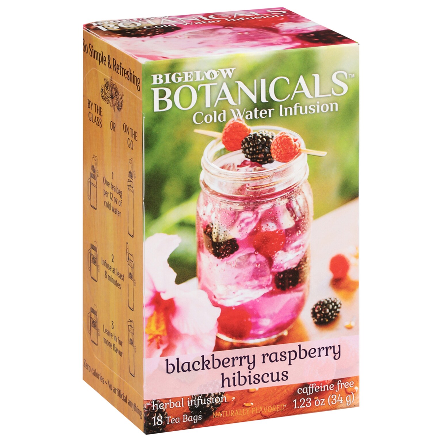 Bigelow Botanicals Decaf Blackberry Raspberry Hibiscus Tea Bags, 18/Box (39000)