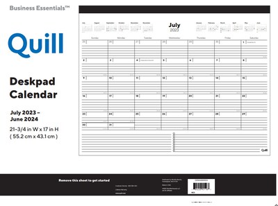 2023-2024 Quill Brand® Academic Monthly Desk Pad Calendar; Black, 17 x 22 (QDMA90MW24)