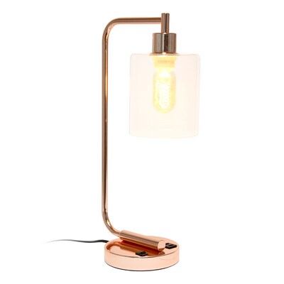 Creekwood Home Vintage Vantage 18.8 Minimalist Industrial Curved Arm Desk Lamp, Rose Gold (CWD-1018