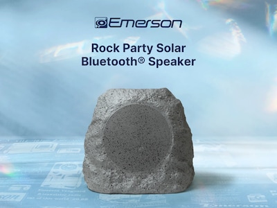 Emerson Bluetooth Outdoor Rock Speaker with Solar Charging, Waterproof, Gray (ERS-1001)