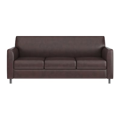 Flash Furniture Hercules Diplomat LeatherSoft Sofa, Brown/Chrome Legs (BT8273BNCHR)