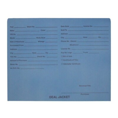 BSP Automotive Dealer Printed Jacket, Letter Size, Blue, 500/Box (S-09432-BLU-B)