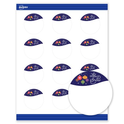 Avery Silver-Snowflakes Matte Blank Card, White, 120/Pack (S00-FK5)
