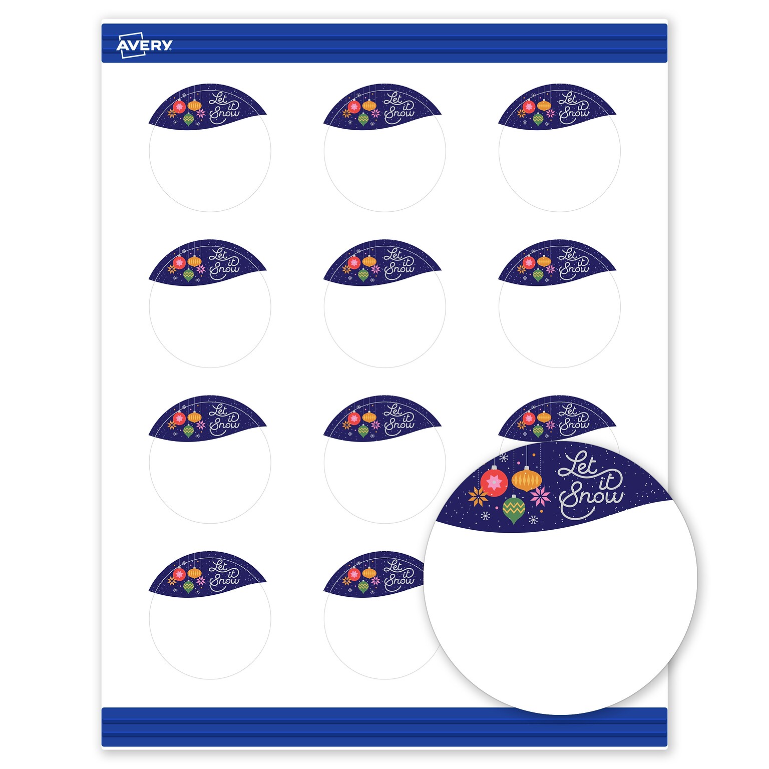 Avery Silver-Snowflakes Matte Blank Card, White, 120/Pack (S00-FK5)