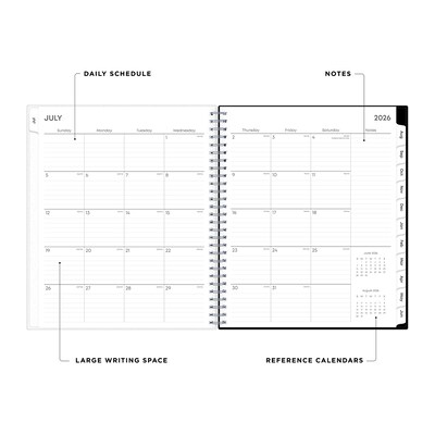 2026-2027 Blue Sky Analeis 8 x 10 Academic Monthly Planner, Plastic Cover, Black/White (130613-A27)