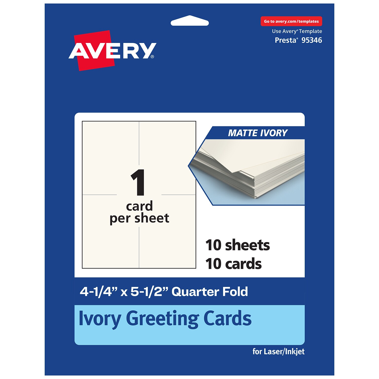 Avery Matte General Use Blank Cards, Ivory, 10/Pack (95346)