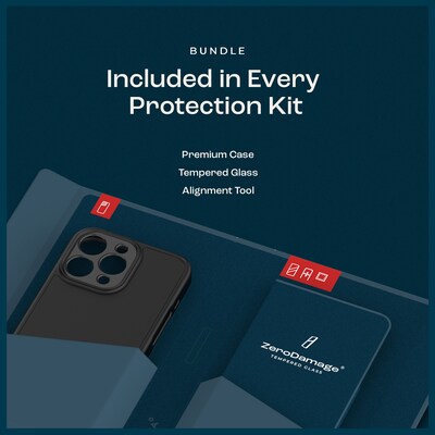 SaharaCase Classic MagSafe Rugged Case with Tempered Glass Screen Protector for iPhone 16 Pro, Shock Absorbing, Navy Blue