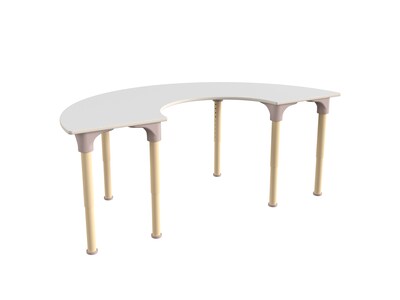 Flash Furniture Bright Beginnings Hercules 59 Semi-Circle Table, Height Adjustable, White/Beech (MK