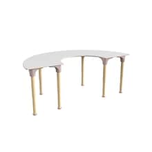 Flash Furniture Bright Beginnings Hercules 59 Semi-Circle Table, Height Adjustable, White/Beech (MK