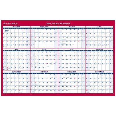 2027 AT-A-GLANCE 36 x 24 Yearly Wall Calendar, Reversible, White/Red (PM212-28-27)
