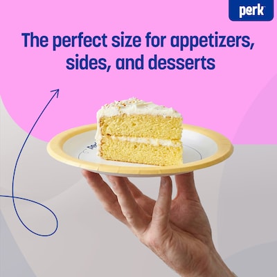 Perk™ Medium-Weight Paper Plates, 6", Yellow/White, 500/Carton (PK54328CT)