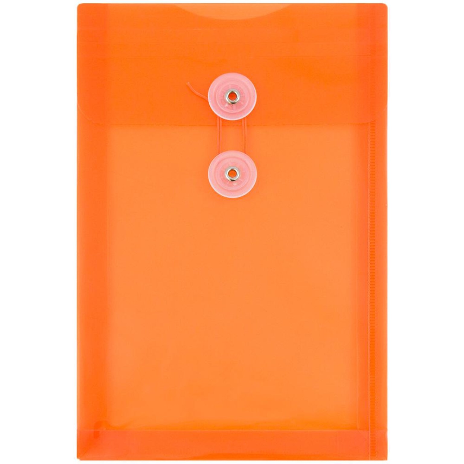 JAM Paper Premium Plastic Filing Envelope with Button & String Closure, Bright Orange, 3/Pack (472B1ORX3)