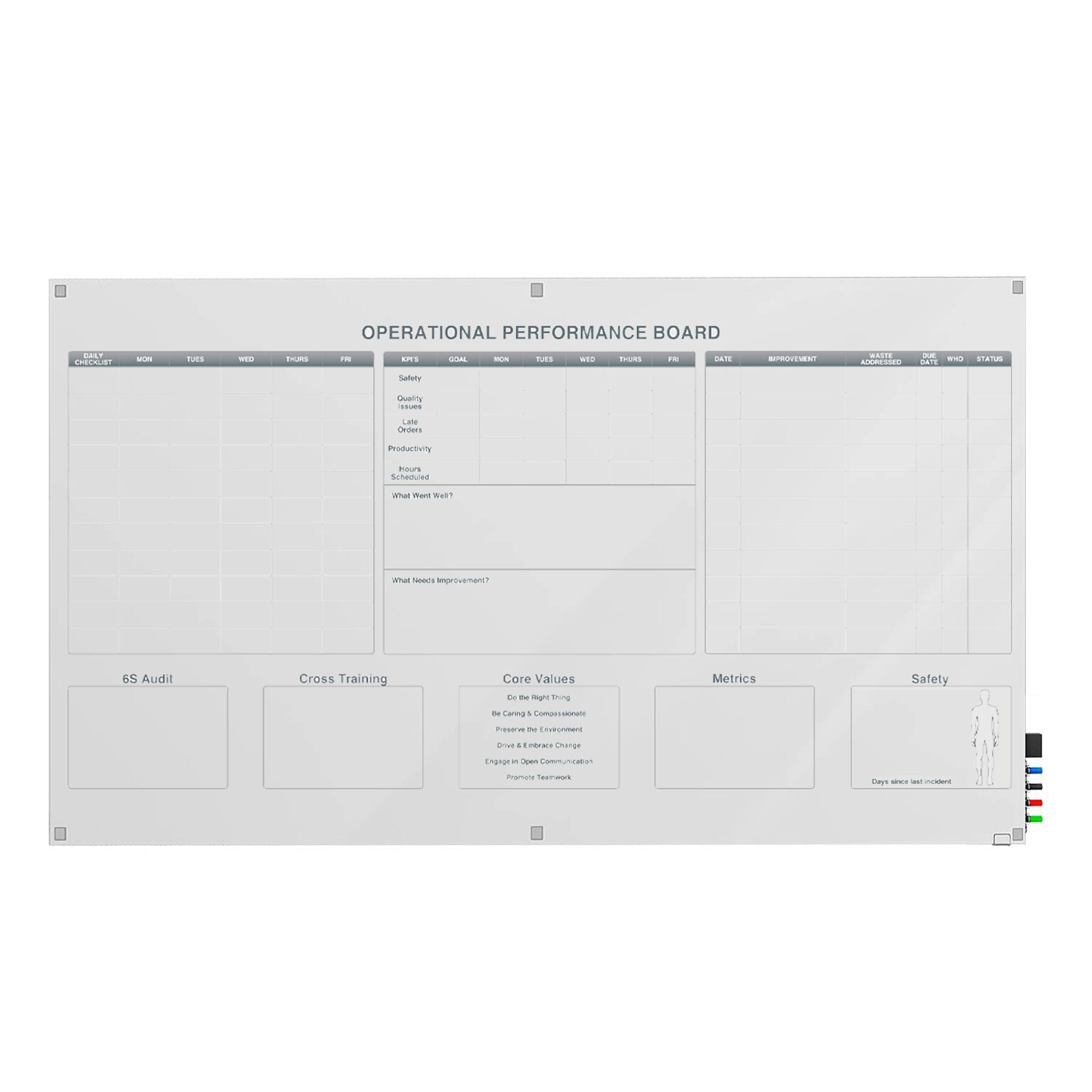 Ghent Manufacturing Harmony Glassboard, Square Corners, Operational Performance, Magnetic, 4H x 8W (GRPHMYSM03Z-48)