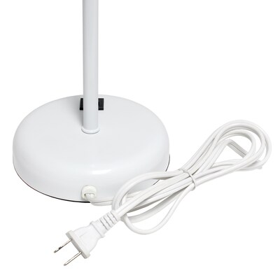 Creekwood Home Oslo 19.5" LED Table Lamp with USB Port, White Base/Light Pink Shade (CWT-2011-PO-LB)