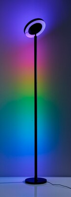 Simplee Adesso Luther LED RGB Color Changing Torchiere, 71.75H, Black with Plastic Shade (SL0373-01)
