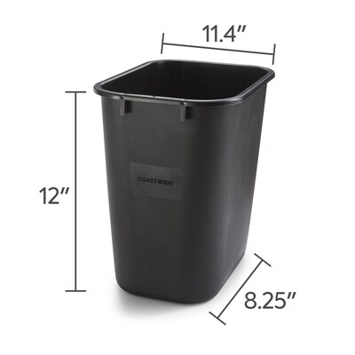 Coastwide Professional™ Indoor Trash Can Without Lid, Black Soft Molded Plastic, 3.5 Gallon (CW56428)