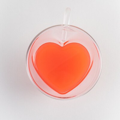 Double Walled Glass Heart Shaped Mug