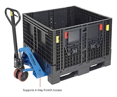 Global Industrial Folding Bulk Shipping Container, 48"L x 45"W x 34"H, 2000 Lb. Capacity, Black (442211A)