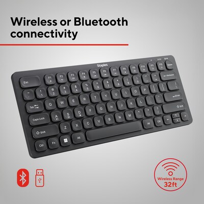 Staples TECH Mini Slim Wireless Keyboard, Black (ST63016)