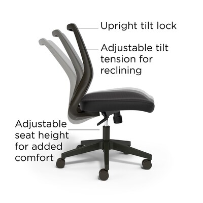 Union & Scale™ Essentials™ Armless Ergonomic Fabric Swivel Task Chair, Black (UN59378)