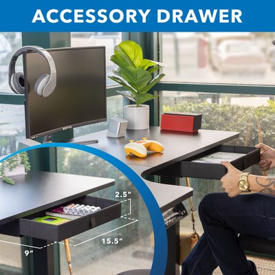 Mount-It! MI-15002 57"W L-Shaped Adjustable Particle Board Standing Desk, Black (MI-15002)
