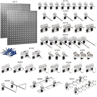 Triton Products LocBoard Stainless Steel Pegboards with 46 pc. LocHook Assortment (LB1-SKit)