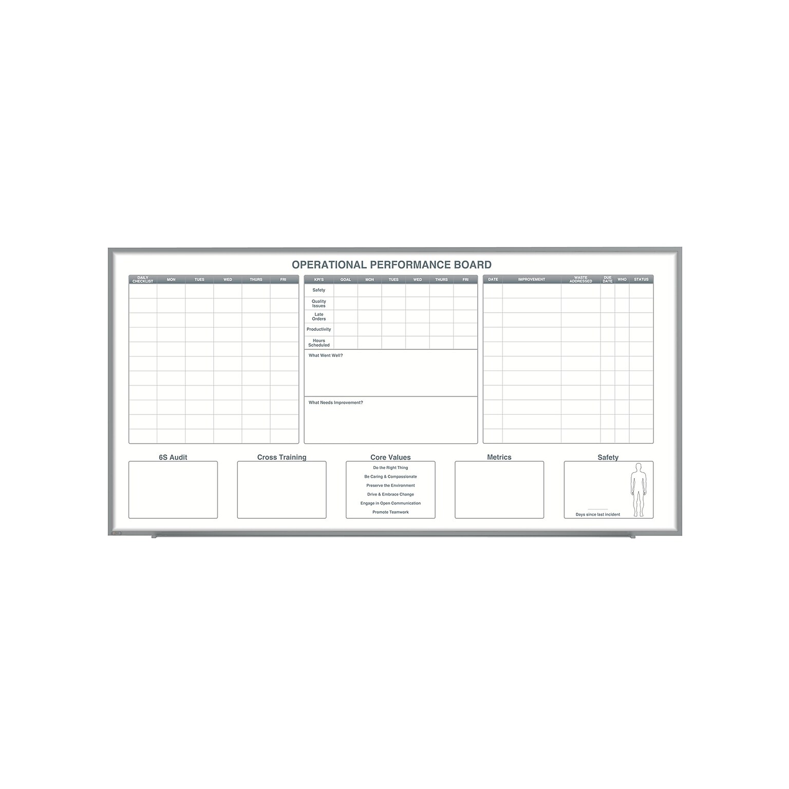 Ghent Manufacturing Whiteboard with Aluminum Frame, Operational Performance, Magnetic, 4H x 8W (GRPM303Z-48)