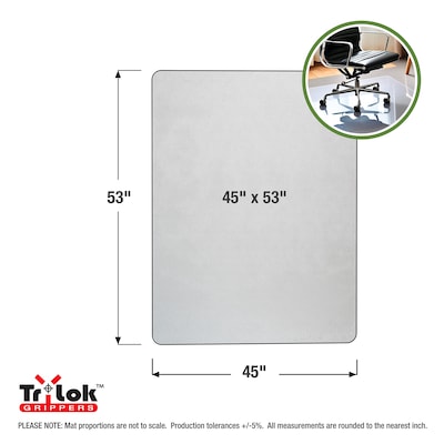 Floortex Cleartex TrYlok Carpet Chair Mat, 45" x 53", Designed for Low-Pile Carpet, Clear Vinyl (NRCMFLVT0005)