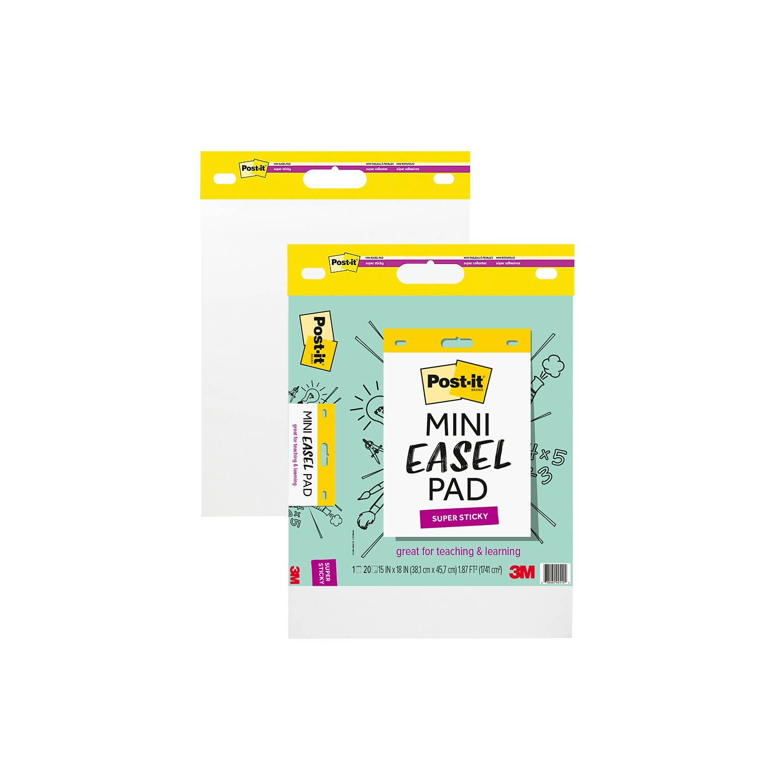 Post-it Super Sticky Mini Wall Easel Pad, 15 x 18, 20 Sheets/Pad, 2 Pads/Pack (577SS-2PK)