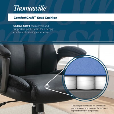 Thomasville Danvers Ergonomic Polyurethane Big & Tall Chair, 400 lb. Capacity, Black (52403-BLK)