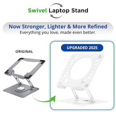 Uncaged Ergonomics 10.2" x 10" Metal Swivel Laptop Stand 2.0, White (SLS-White)