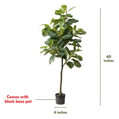 Forever Leaf 60" Artificial Fiddle Fig Leaf Plant in Black Pot (FEV-FIBL60)