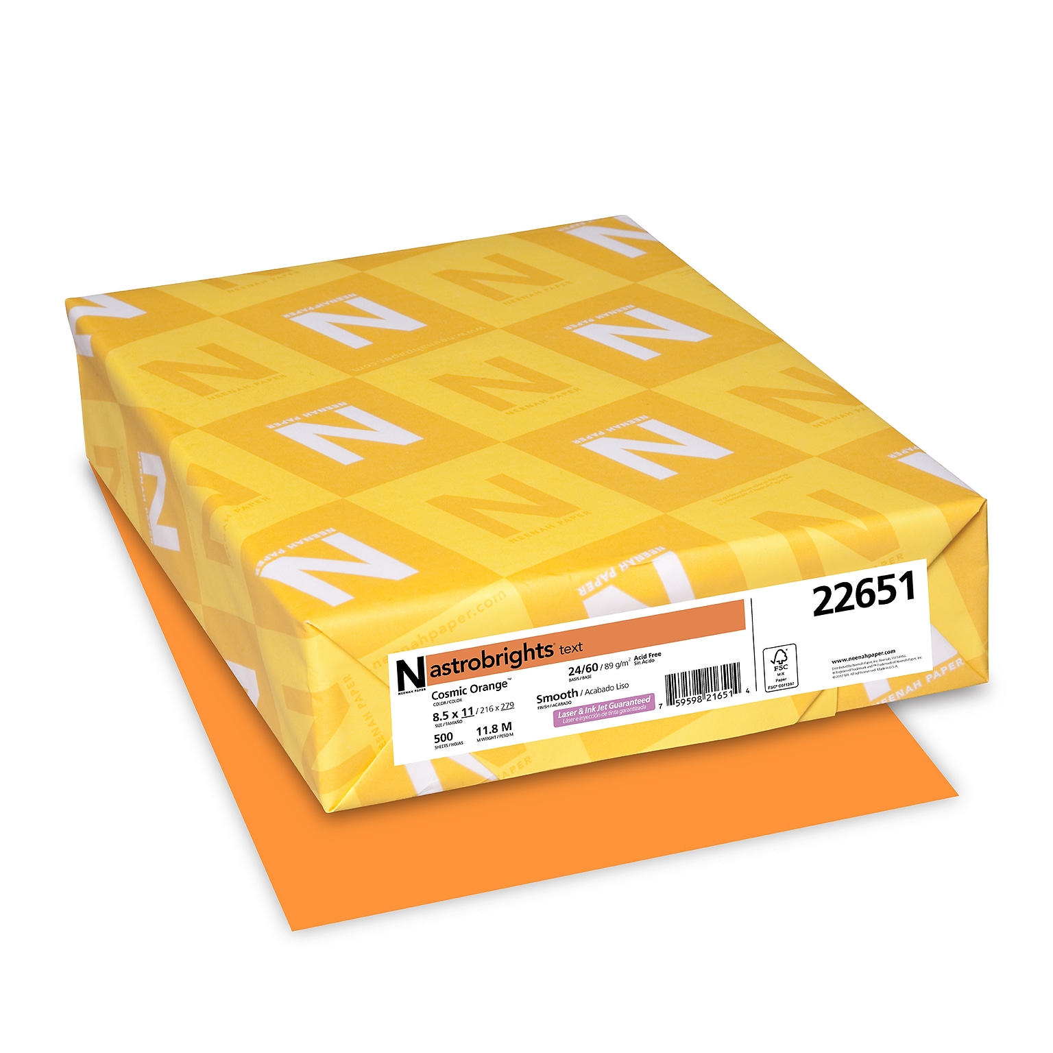 Astrobrights Colored Paper, 24 lbs., 8.5 x 11, Cosmic Orange, 500 Sheets/Ream (22651)