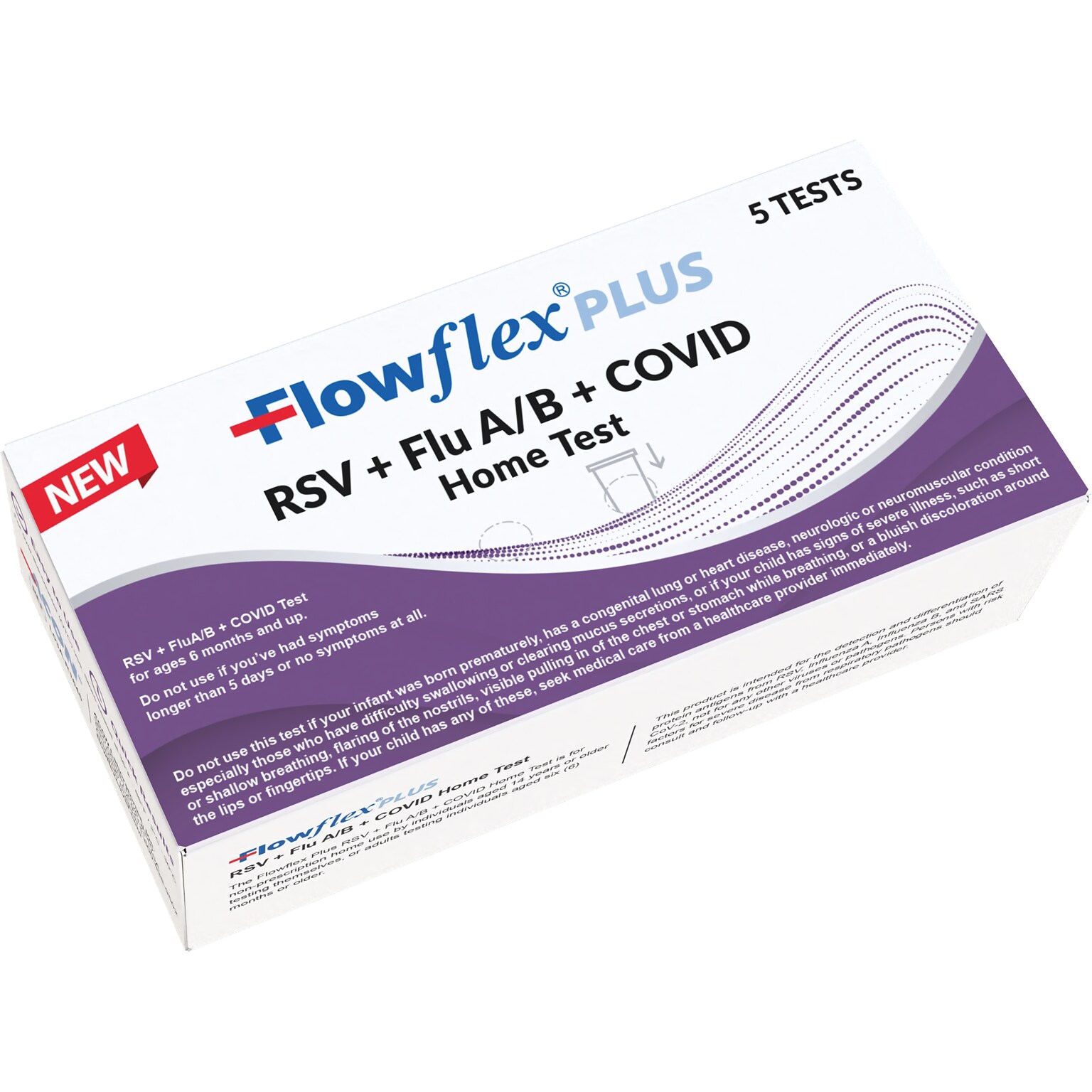Flowflex Plus RSV + Flu A/B + Covid Home Test, 5/Kit (SMN200123)