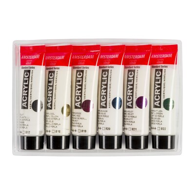 Amsterdam Pearlescent Acrylic Paint, Assorted Colors, 6/Pack (AMS17820506)