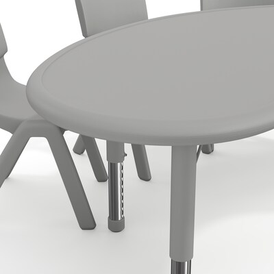 Flash Furniture Emmy Half Moon Activity Table Set, 65" x 35", Height Adjustable, Soft Gray (YCX42MOONTBSGYE)