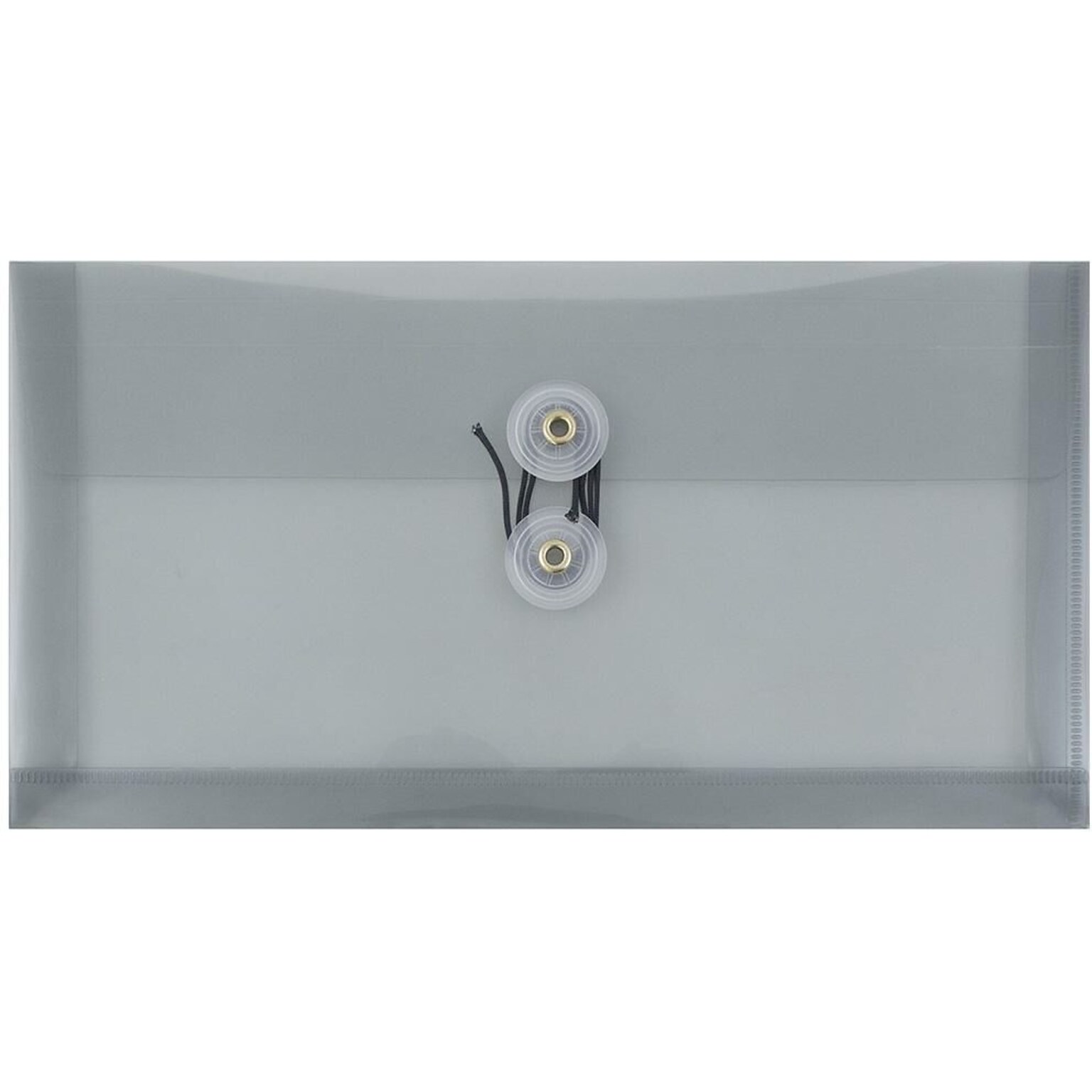 JAM Paper Premium Plastic Filing Envelope with Button & String Closure, 5 1/4 x 10, Gray, 3/Pack (921B1SMX3)