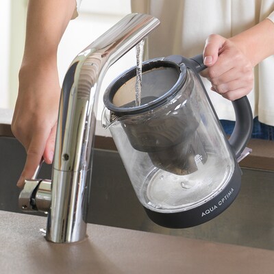 Aqua Optima KT3001 Glass Electric Kettle with Water Filter, 7-Cups, Black